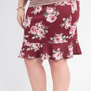 Flounce Skirt - Burgundy with Flowers Agnes & Dora